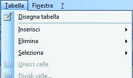 MENU TABELLA DI WORD 200